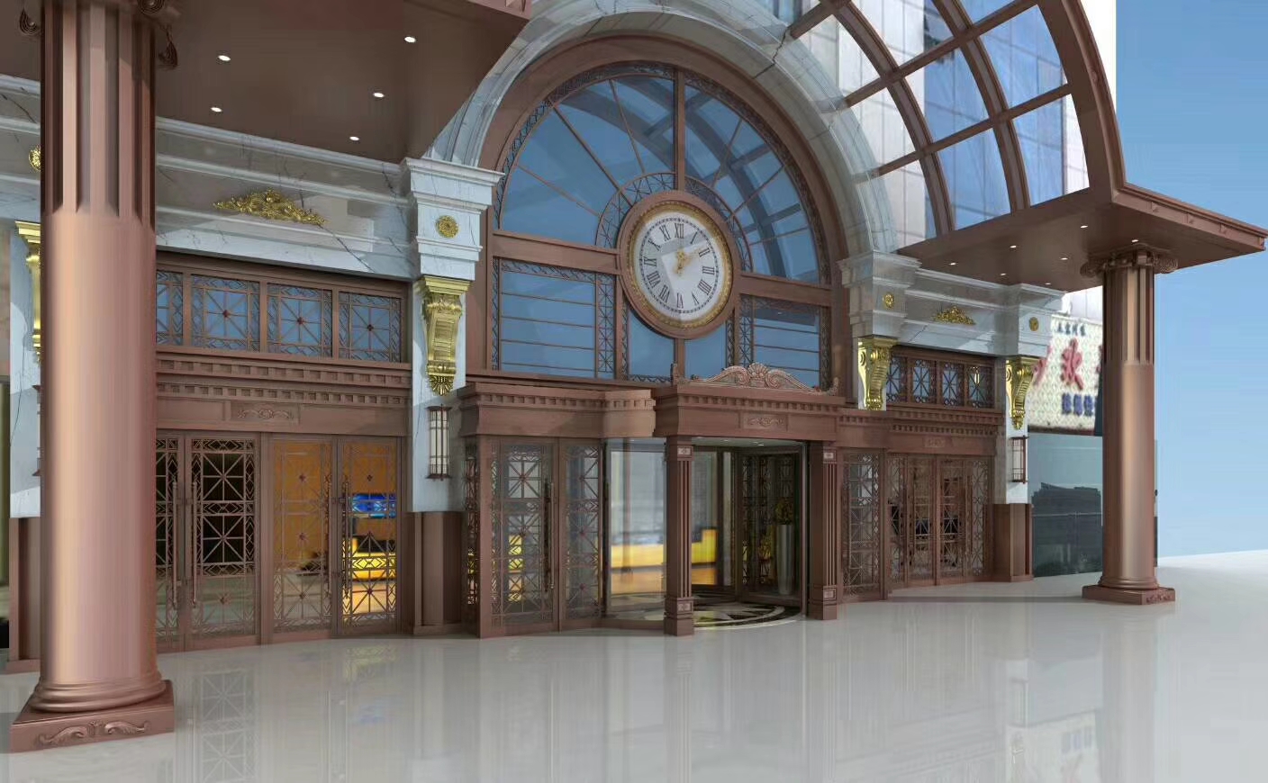 寫字樓紅古銅不銹鋼玻璃門 寫字樓紅古銅不銹鋼玻璃門